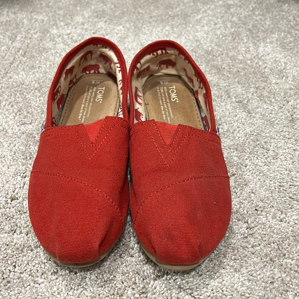 Toms Red Shoes Slip On